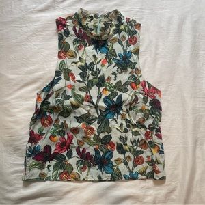 Topshop floral print mock neck sleeveless top